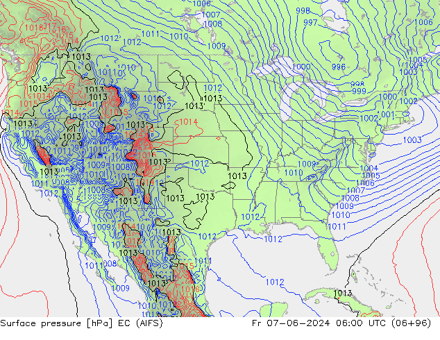 Surface pressure EC (AIFS) Fr 07.06.2024 06 UTC