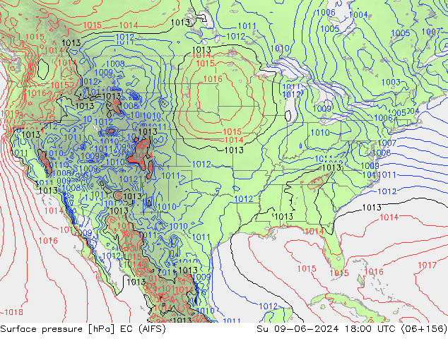 Surface pressure EC (AIFS) Su 09.06.2024 18 UTC