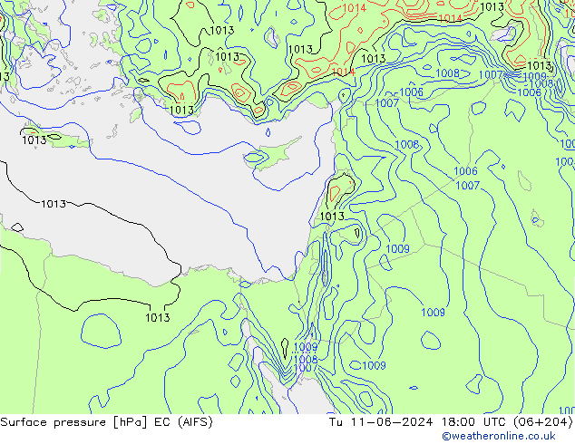 Luchtdruk (Grond) EC (AIFS) di 11.06.2024 18 UTC