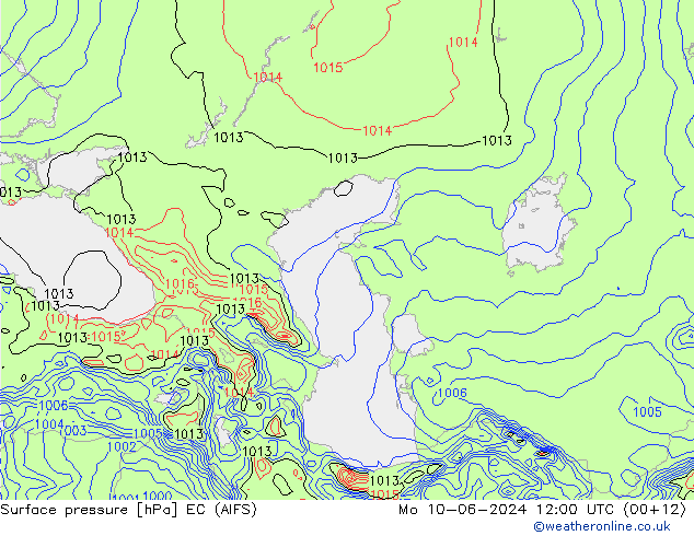 приземное давление EC (AIFS) пн 10.06.2024 12 UTC