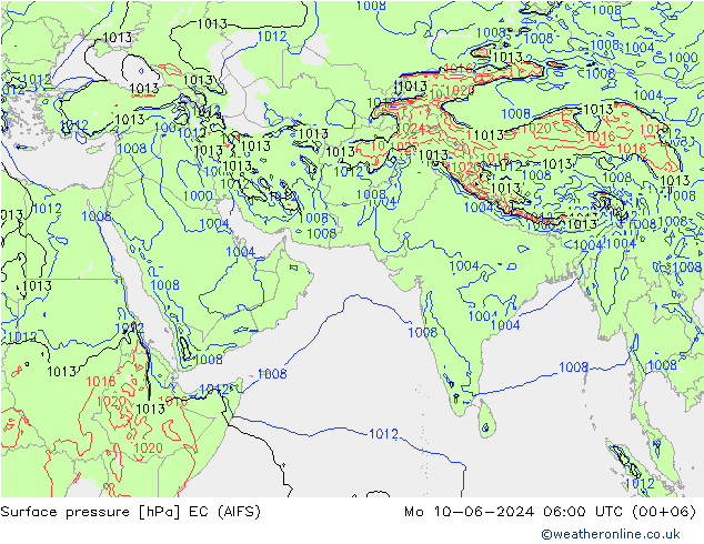 地面气压 EC (AIFS) 星期一 10.06.2024 06 UTC