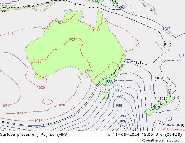 Pressione al suolo EC (AIFS) mar 11.06.2024 18 UTC