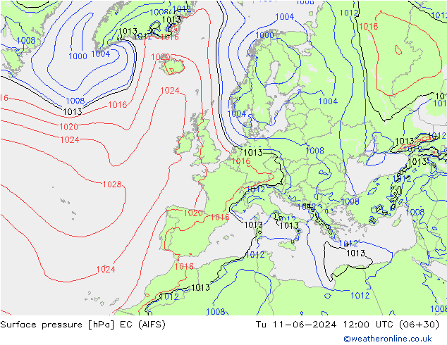 Presión superficial EC (AIFS) mar 11.06.2024 12 UTC
