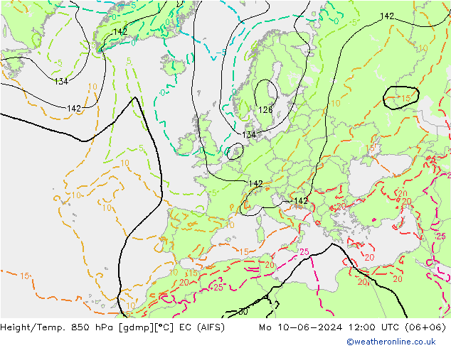 Hoogte/Temp. 850 hPa EC (AIFS) ma 10.06.2024 12 UTC