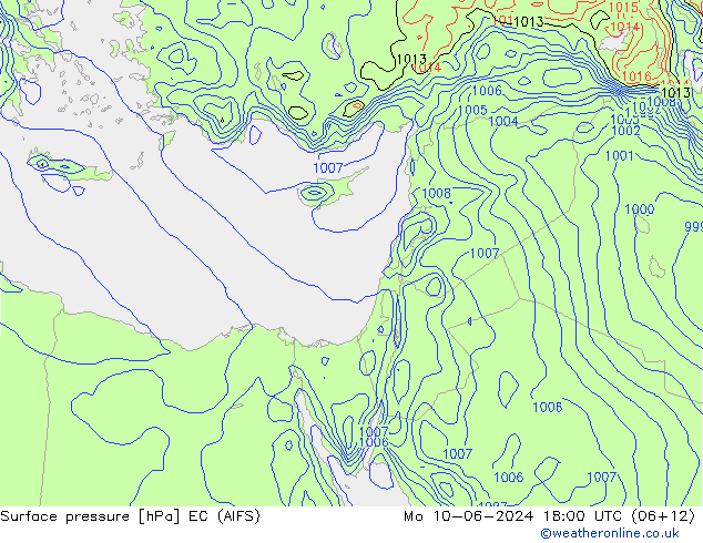 Pressione al suolo EC (AIFS) lun 10.06.2024 18 UTC