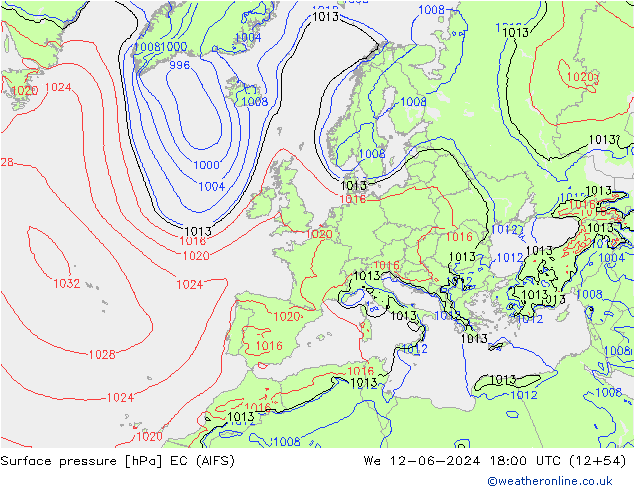 pressão do solo EC (AIFS) Qua 12.06.2024 18 UTC