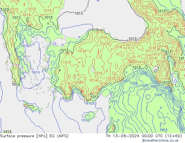 приземное давление EC (AIFS) чт 13.06.2024 00 UTC