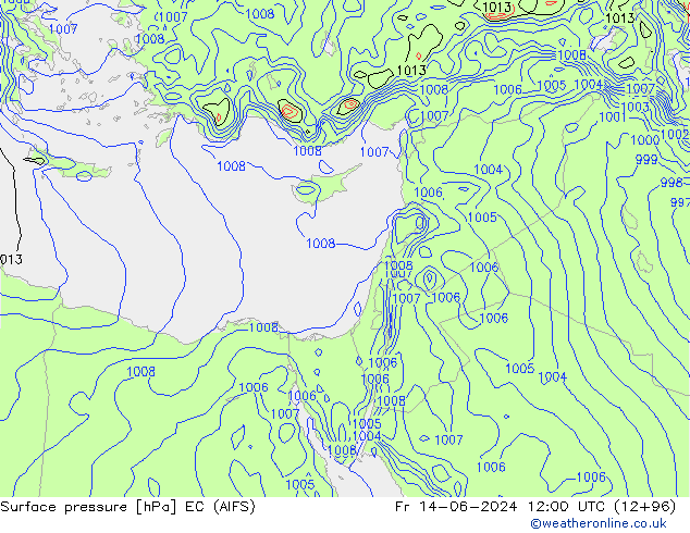приземное давление EC (AIFS) пт 14.06.2024 12 UTC