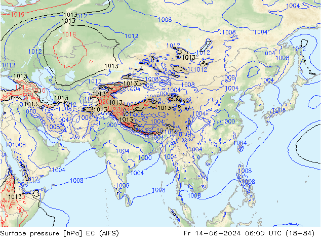 Luchtdruk (Grond) EC (AIFS) vr 14.06.2024 06 UTC