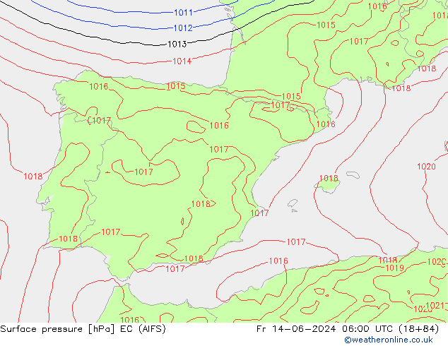 pressão do solo EC (AIFS) Sex 14.06.2024 06 UTC