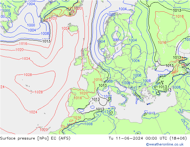 pressão do solo EC (AIFS) Ter 11.06.2024 00 UTC