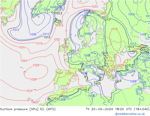 Presión superficial EC (AIFS) jue 20.06.2024 18 UTC