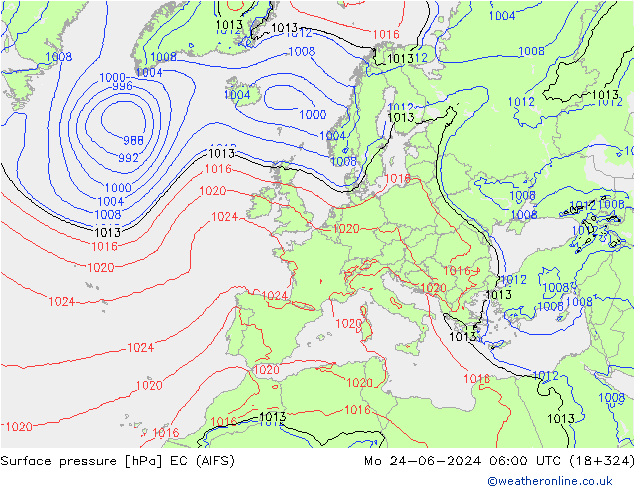 приземное давление EC (AIFS) пн 24.06.2024 06 UTC