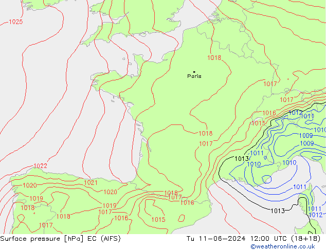 pression de l'air EC (AIFS) mar 11.06.2024 12 UTC