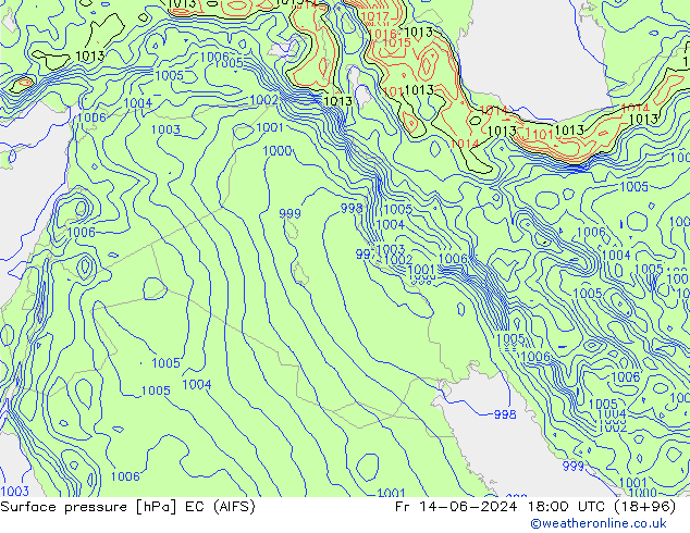 pressão do solo EC (AIFS) Sex 14.06.2024 18 UTC