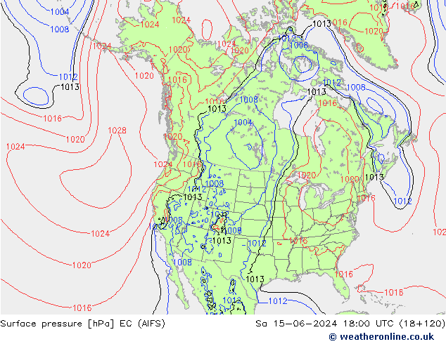 Pressione al suolo EC (AIFS) sab 15.06.2024 18 UTC