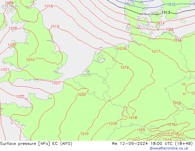 приземное давление EC (AIFS) ср 12.06.2024 18 UTC