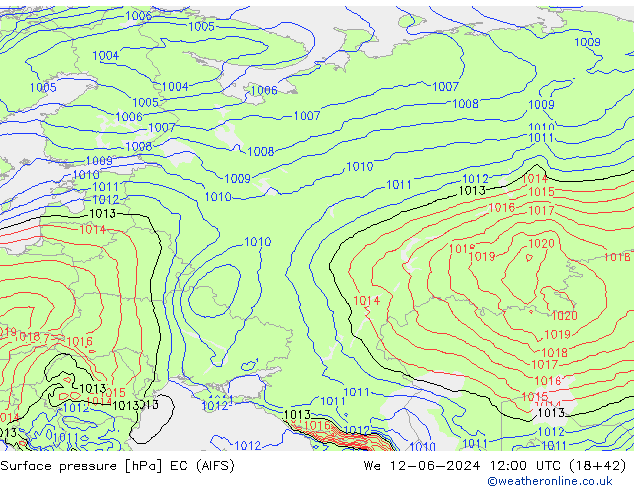 приземное давление EC (AIFS) ср 12.06.2024 12 UTC