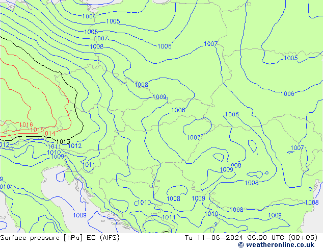 Pressione al suolo EC (AIFS) mar 11.06.2024 06 UTC