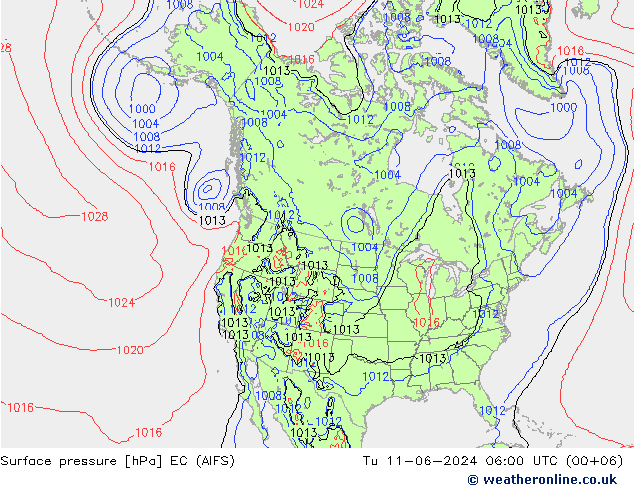 地面气压 EC (AIFS) 星期二 11.06.2024 06 UTC