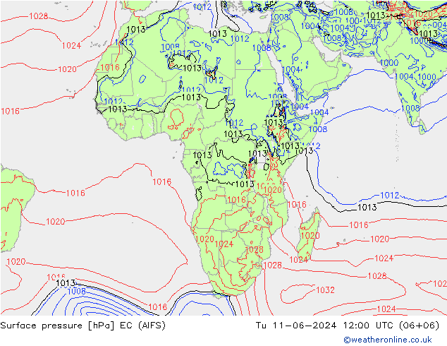 приземное давление EC (AIFS) вт 11.06.2024 12 UTC