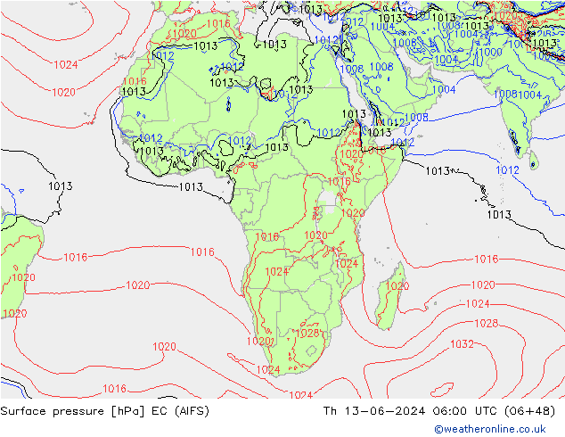 Bodendruck EC (AIFS) Do 13.06.2024 06 UTC