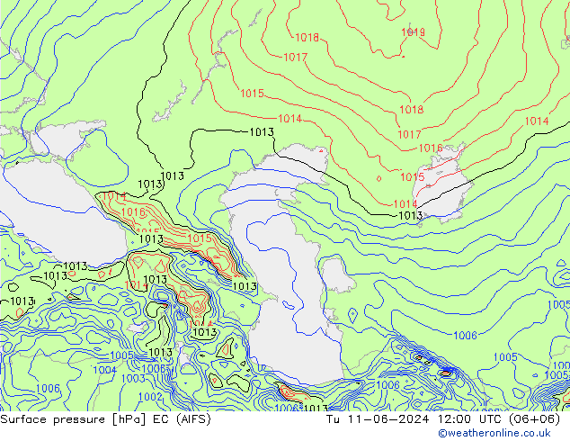 приземное давление EC (AIFS) вт 11.06.2024 12 UTC