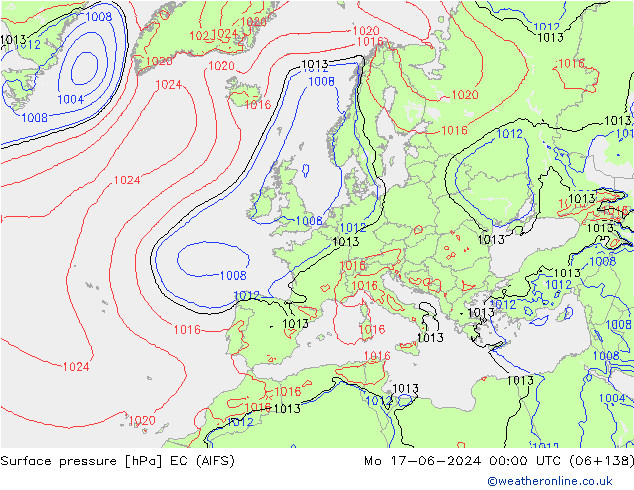 pressão do solo EC (AIFS) Seg 17.06.2024 00 UTC