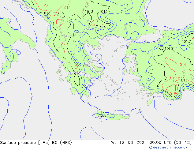 Atmosférický tlak EC (AIFS) St 12.06.2024 00 UTC