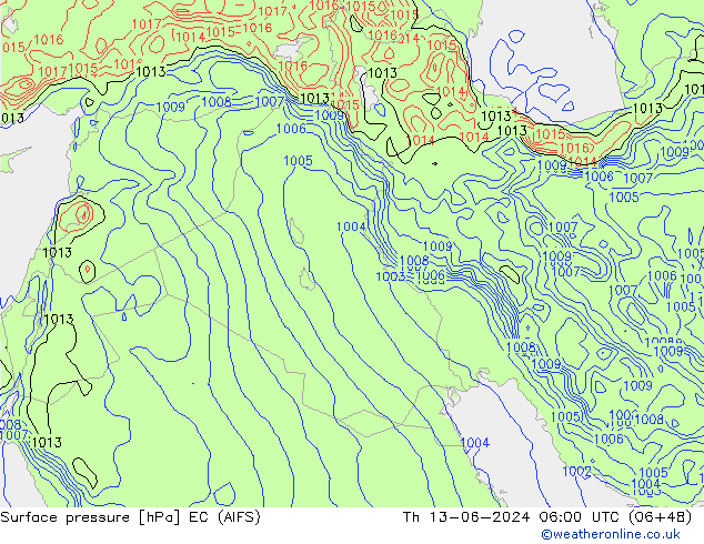 pressão do solo EC (AIFS) Qui 13.06.2024 06 UTC