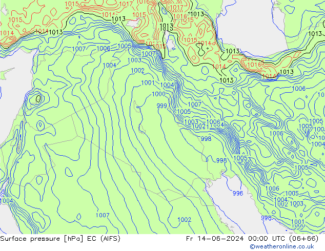 Luchtdruk (Grond) EC (AIFS) vr 14.06.2024 00 UTC