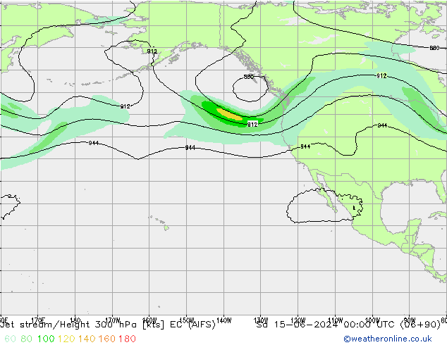 Jet stream/Height 300 hPa EC (AIFS) Sa 15.06.2024 00 UTC