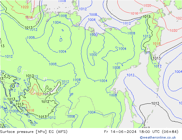 ciśnienie EC (AIFS) pt. 14.06.2024 18 UTC