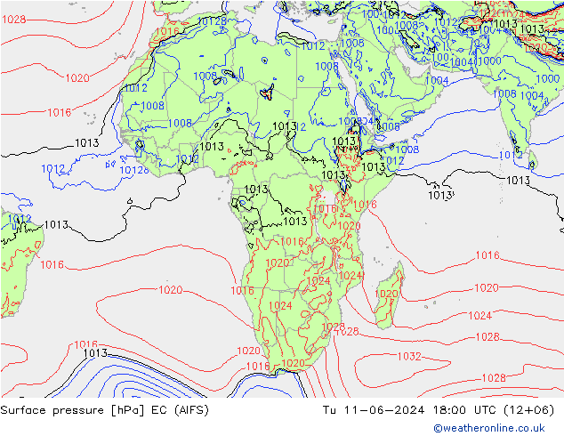 Luchtdruk (Grond) EC (AIFS) di 11.06.2024 18 UTC