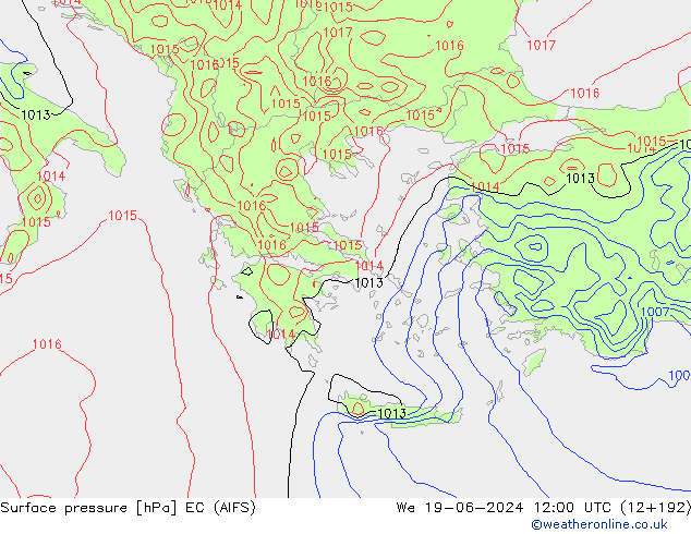 Presión superficial EC (AIFS) mié 19.06.2024 12 UTC