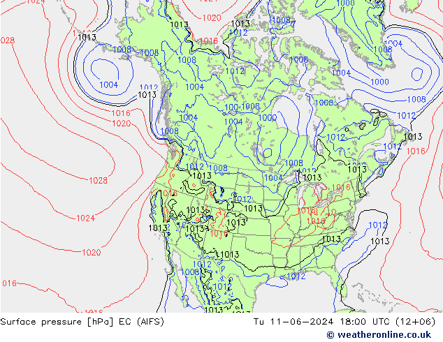 Presión superficial EC (AIFS) mar 11.06.2024 18 UTC