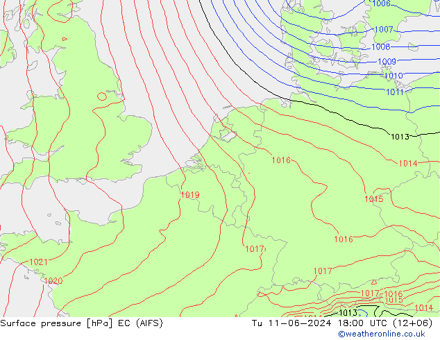 地面气压 EC (AIFS) 星期二 11.06.2024 18 UTC