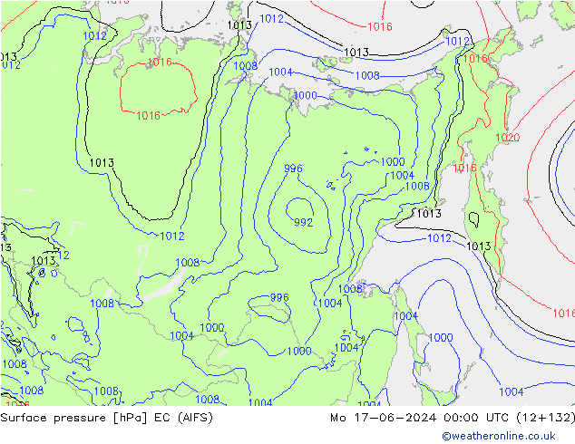 ciśnienie EC (AIFS) pon. 17.06.2024 00 UTC