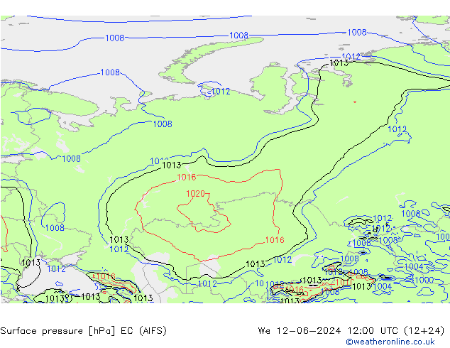 ciśnienie EC (AIFS) śro. 12.06.2024 12 UTC