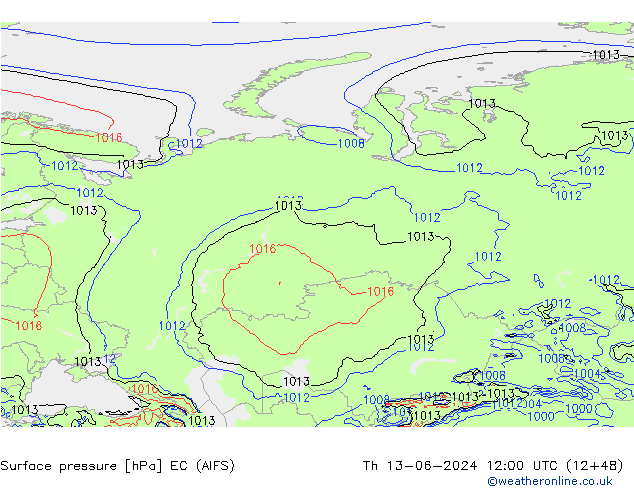 приземное давление EC (AIFS) чт 13.06.2024 12 UTC
