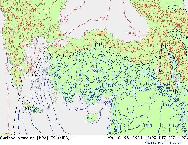 ciśnienie EC (AIFS) śro. 19.06.2024 12 UTC