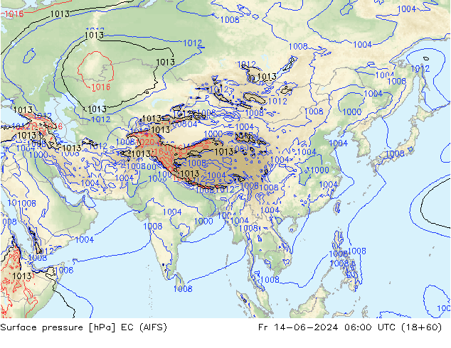 Surface pressure EC (AIFS) Fr 14.06.2024 06 UTC