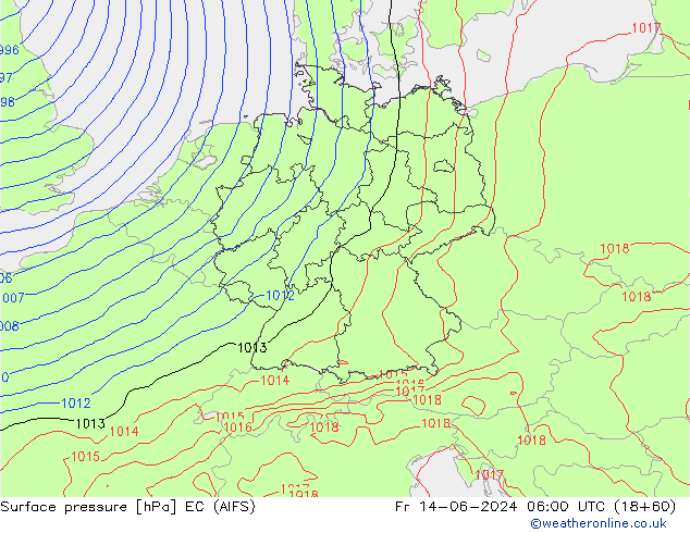 Luchtdruk (Grond) EC (AIFS) vr 14.06.2024 06 UTC