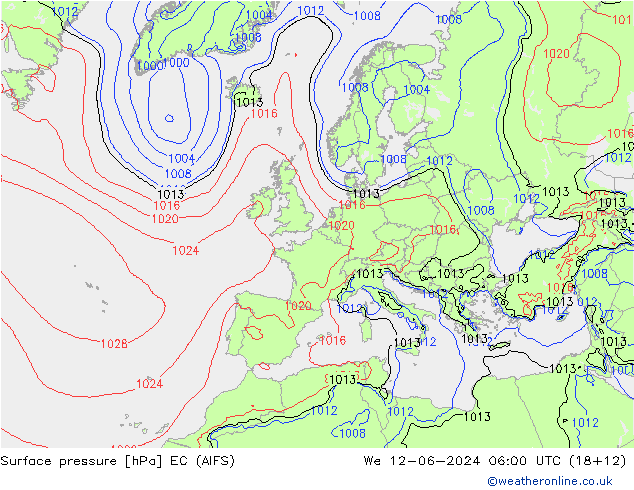 Surface pressure EC (AIFS) We 12.06.2024 06 UTC