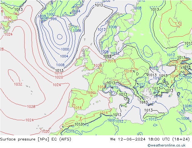 pression de l'air EC (AIFS) mer 12.06.2024 18 UTC