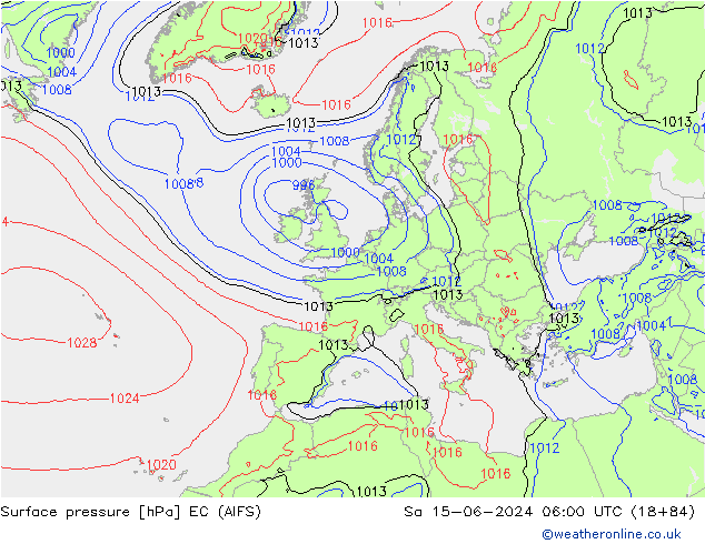 Presión superficial EC (AIFS) sáb 15.06.2024 06 UTC