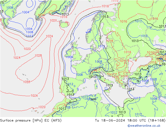 Bodendruck EC (AIFS) Di 18.06.2024 18 UTC