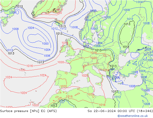 Presión superficial EC (AIFS) sáb 22.06.2024 00 UTC