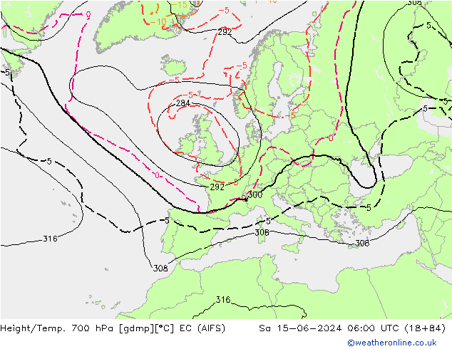 Height/Temp. 700 hPa EC (AIFS) Sa 15.06.2024 06 UTC