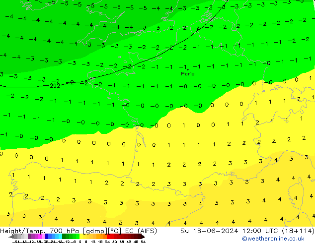 Height/Temp. 700 hPa EC (AIFS) So 16.06.2024 12 UTC